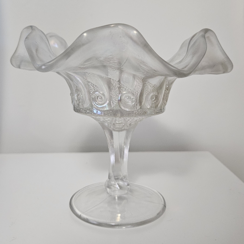 Iridescent Dugan Glass Compote Dish